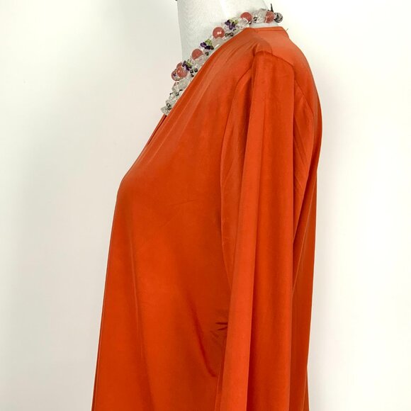 JEAN-PIERRE KLIFA PARIS V-Neck 3/4 Sleeve Top Orange/ Rust Color Size XL - Picture 9 of 16